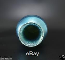 Durand Blue Luster Iridescent Art Glass Vase
