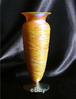 Durand Gold Iridized Threaded Art Glass Vase