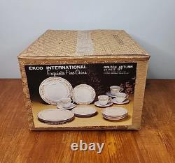 EKCO International Exquisite Fine China Golden Autumn 20 Piece Set New in Box
