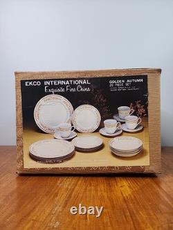 EKCO International Exquisite Fine China Golden Autumn 20 Piece Set New in Box