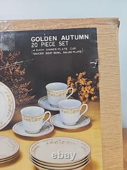 EKCO International Exquisite Fine China Golden Autumn 20 Piece Set New in Box