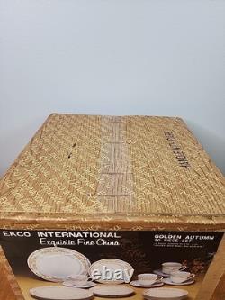 EKCO International Exquisite Fine China Golden Autumn 20 Piece Set New in Box