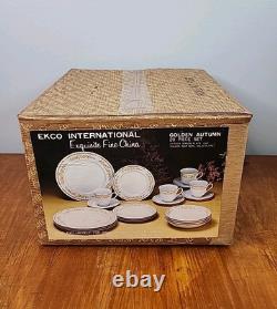 EKCO International Exquisite Fine China Golden Autumn 20 Piece Set New in Box