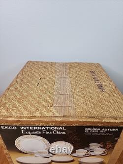EKCO International Exquisite Fine China Golden Autumn 20 Piece Set New in Box