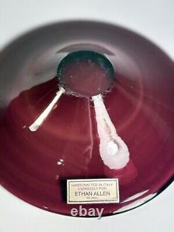 ETHAN ALLEN RARE Pair Pink Purple Handcrafted in Italy Bowls Center Piece WOW