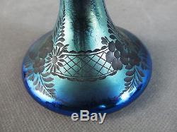 Early Carder STEUBEN Blue AURENE Perfume Atomizer withHawkes Engraving#6407
