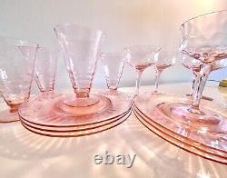 Easter Plates Easter Tableware Pink Depression Glass Dessert Set