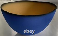 Emily Rossheim Signed Fine Art Pottery Ceramic Thin Decorative Blue Bowl 7