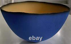 Emily Rossheim Signed Fine Art Pottery Ceramic Thin Decorative Blue Bowl 7