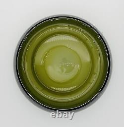 Extra Large 13 Murano Glass Bowl Green, White And Black Cased Glass Italy