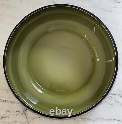 Extra Large 13 Murano Glass Bowl Green, White And Black Cased Glass Italy