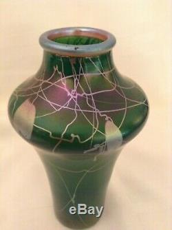 Extremely Rare Steuben Tyrian Vase. Signed