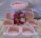 FENTONMNT+PRFVINTAGESRC50sBABY PINKMILK GLASSGIANT HOBNAIL7pcBERRY SET