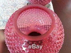 FENTON 26 Hobnail Cranberry Opalescent Gone With The Wind Lamp