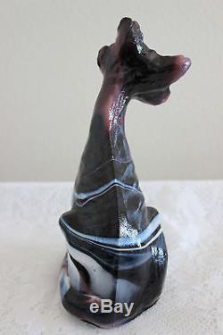 Fenton Art Glass Large 10.5 Purple Slag Alley Cat Figurine (c)