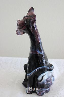 Fenton Art Glass Large 10.5 Purple Slag Alley Cat Figurine (c)