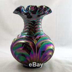 FENTON Art Glass Carnival Glass Drapery Vase Circa 1969 8