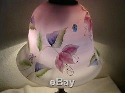 Fenton Blue Burmese Satin Floral Handpainted Ltd Edition #764/950 Lamp