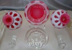 FENTON GLASS40sMINTVINTAGECRANBERRYOPALESCENTCOIN DOTPERFUME/POWDER/VANITY