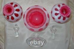 FENTON GLASS40sMINTVINTAGECRANBERRYOPALESCENTCOIN DOTPERFUME/POWDER/VANITY