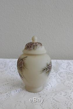 Fenton Glass 6 Cameo Satin Chickadee Ginger Jar Signed By Louise Piper Ooak C