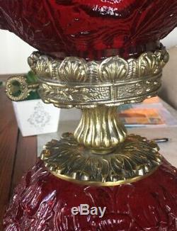 FENTON GLASS CRANBERRY POPPY TABLE LAMP Vintage