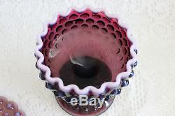 Fenton Glass Plum Opalescent Hobnail Covered Candy Dish (c)