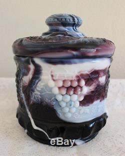 Fenton Glass Purple Slag Grape & Cable Tobacco Cracker Candy Jar