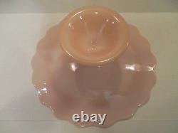 FENTON PINK Spanish Lace Milk Glass Pedestal Footed Cake Stand Plate ScallopEdge