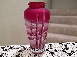 FENTON RARE HAND PAINTED WINTER SCENERY VASE LIMITED EDITION SELLING NO RESERVE