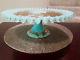FENTON TURQUOISE SILVER CREST CHARLETON DEOCRATED CAKE STAND 1956 NO RESERVE