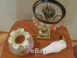 FENTON VASELINE DRAPE LAMP HAND PAINTED WITH HYDRANGES 1997 SELLING NO RESERVE