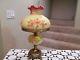 Fenton Vintage Burmese Student Lamp Hand Painted With Roses Selling No Reserve