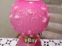 Fenton Wild Rose Overlay Gone With The Wind Lamp Circa 1967 Selling No Reserve