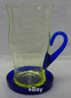 FENTON crystal TOPAZ VASELINE 13-piece Lemonade or Ice Set Pitcher Lid Coaster