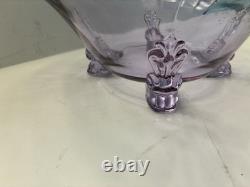 FOSTORIA/halsey GLASS Wisteria ROUND FOOTED CONSOLE BOWL 10 Rare htf Stunning