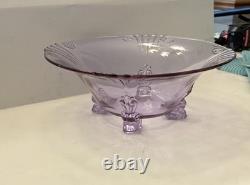 FOSTORIA/halsey GLASS Wisteria ROUND FOOTED CONSOLE BOWL 10 Rare htf Stunning