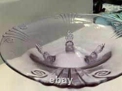 FOSTORIA/halsey GLASS Wisteria ROUND FOOTED CONSOLE BOWL 10 Rare htf Stunning
