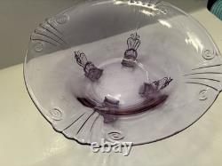 FOSTORIA/halsey GLASS Wisteria ROUND FOOTED CONSOLE BOWL 10 Rare htf Stunning