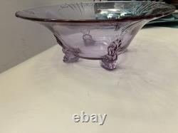 FOSTORIA/halsey GLASS Wisteria ROUND FOOTED CONSOLE BOWL 10 Rare htf Stunning