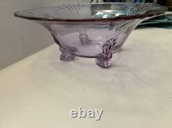 FOSTORIA/halsey GLASS Wisteria ROUND FOOTED CONSOLE BOWL 10 Rare htf Stunning