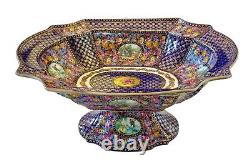 FRENCH LIMOGES Antique Victorian Hand Painted Pedestal Punch Fruit Large Bowl
