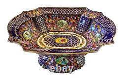 FRENCH LIMOGES Antique Victorian Hand Painted Pedestal Punch Fruit Large Bowl