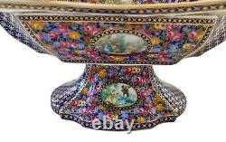FRENCH LIMOGES Antique Victorian Hand Painted Pedestal Punch Fruit Large Bowl