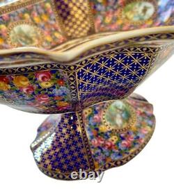 FRENCH LIMOGES Antique Victorian Hand Painted Pedestal Punch Fruit Large Bowl