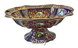 FRENCH LIMOGES Antique Victorian Hand Painted Pedestal Punch Fruit Large Bowl