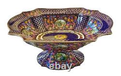 FRENCH LIMOGES Antique Victorian Hand Painted Pedestal Punch Fruit Large Bowl