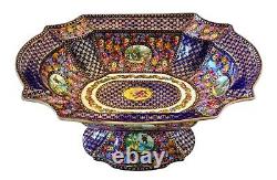FRENCH LIMOGES Antique Victorian Hand Painted Pedestal Punch Fruit Large Bowl