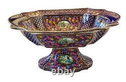 FRENCH LIMOGES Antique Victorian Hand Painted Pedestal Punch Fruit Large Bowl