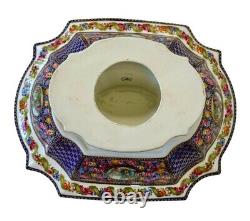 FRENCH LIMOGES Antique Victorian Hand Painted Pedestal Punch Fruit Large Bowl